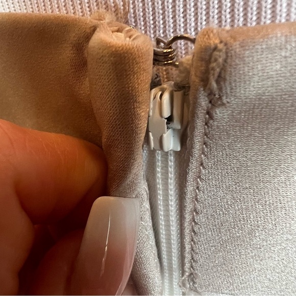 Alfred Angelo Bridesmaid Dress size 12 Halter Ivory Cafe Tan Beige Halter Long - Picture 4 of 16